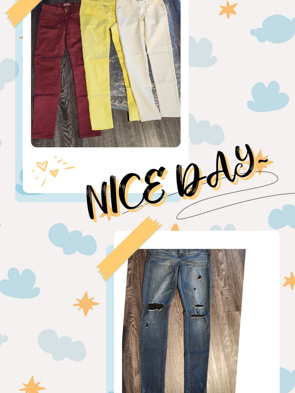 Bundle of 4 Celebrity Pink Jeans, Burgundy, Yellow, White And Blue Denim Size 1